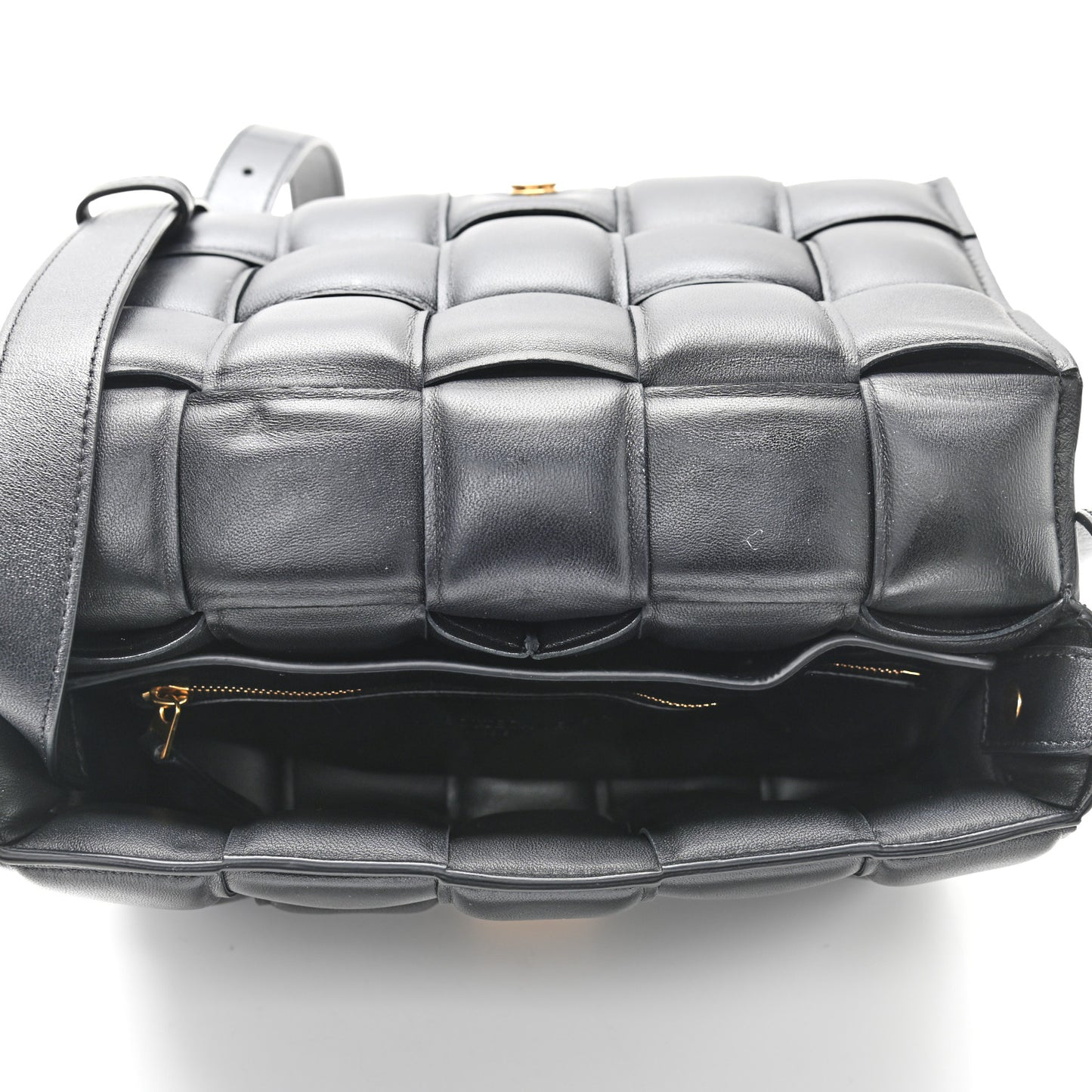 Nappa Maxi Intreccio Padded Cassette Crossbody Bag Black