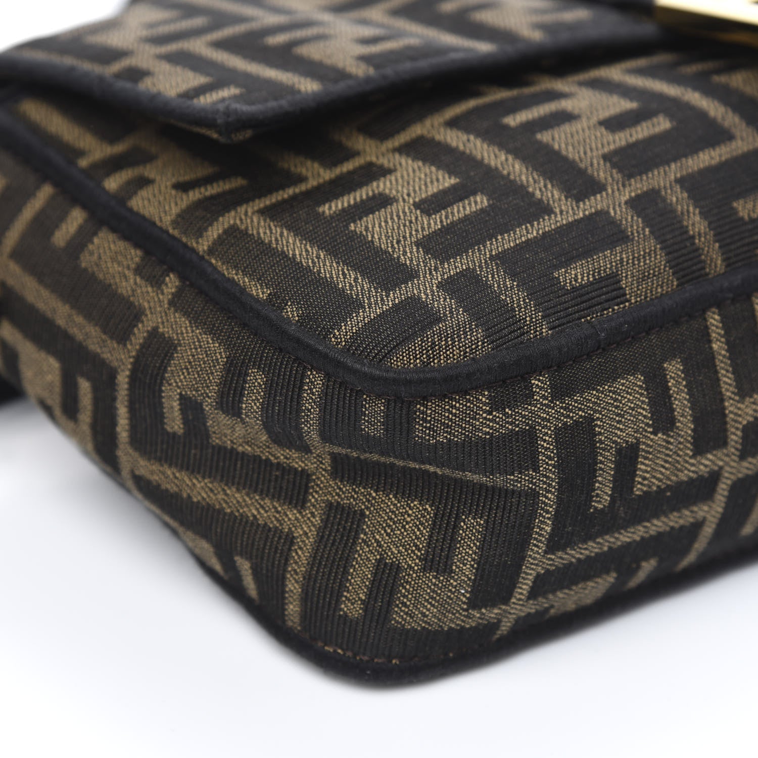 Fendi Fabric Jacquard FF 1974 Medium Baguette Tobacco Moro Black 8 of 10