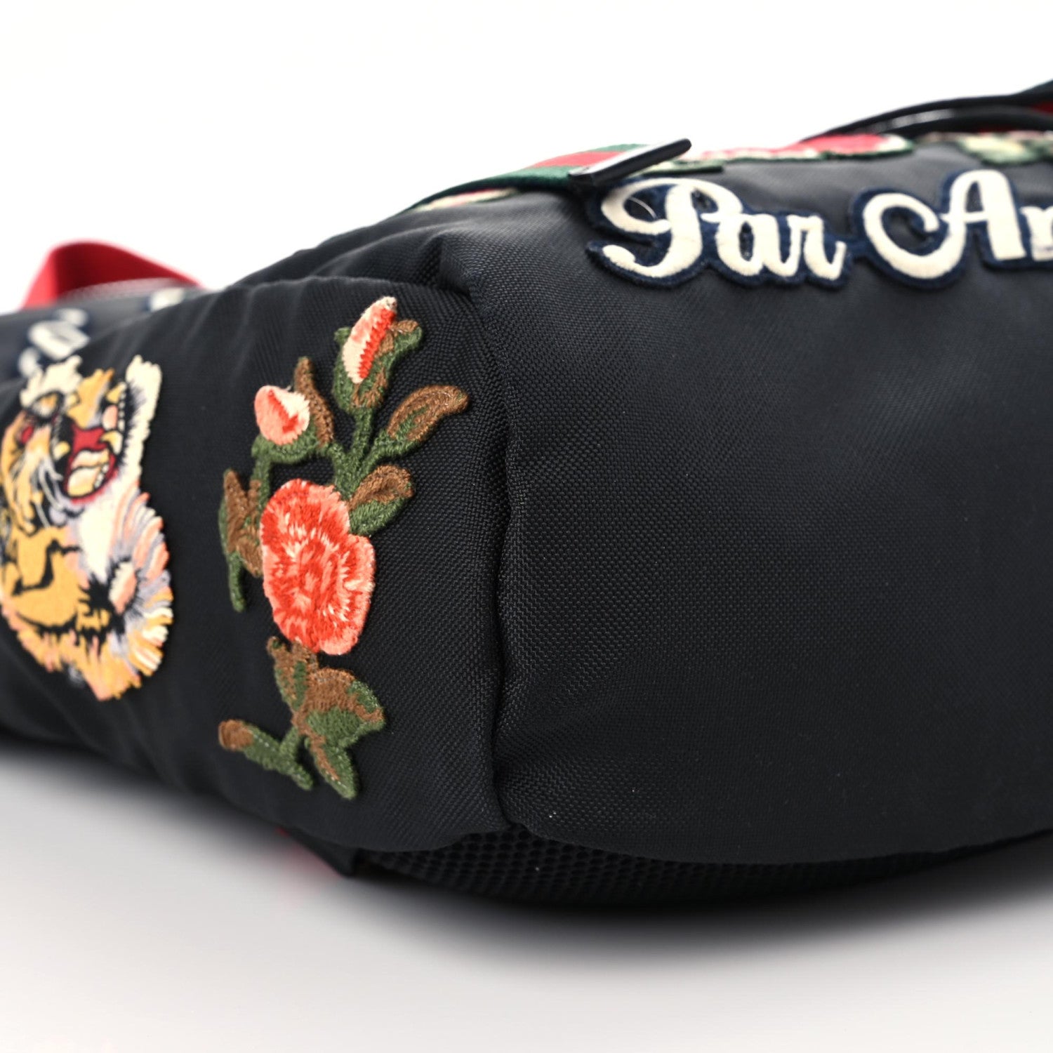 Gucci Techno Canvas Web L'Aveugle Par Amour Embroidered Double Buckle Backpack Black 5 of 11