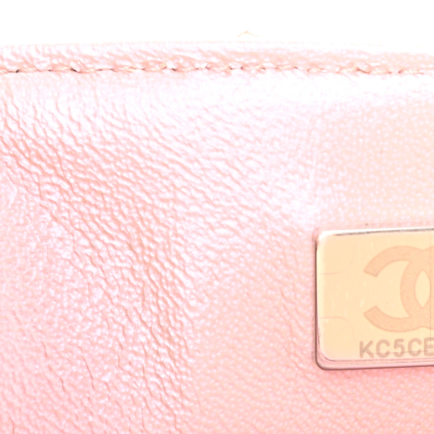 Iridescent Calfskin Quilted Mini Rectangular Flap Pink