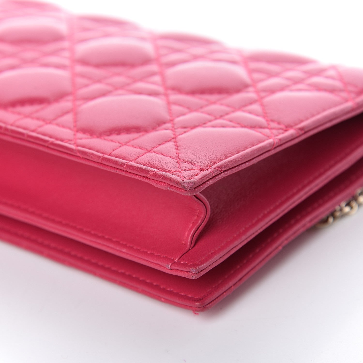 Christian Dior Lambskin Cannage Rendezvous Chain Wallet Pink 10 of 14