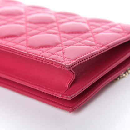 Christian Dior Lambskin Cannage Rendezvous Chain Wallet Pink 10 of 14