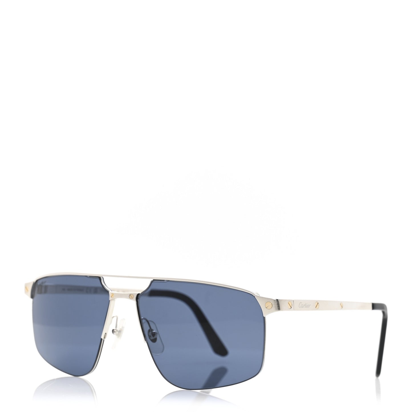 Metal Santos de Cartier Pilot Sunglasses CT0385S Silver Blue