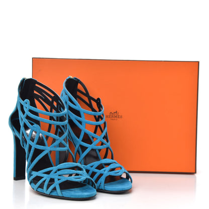 Hermes Suede Moon Sandals 36 Bleu Thalassa 10 of 10