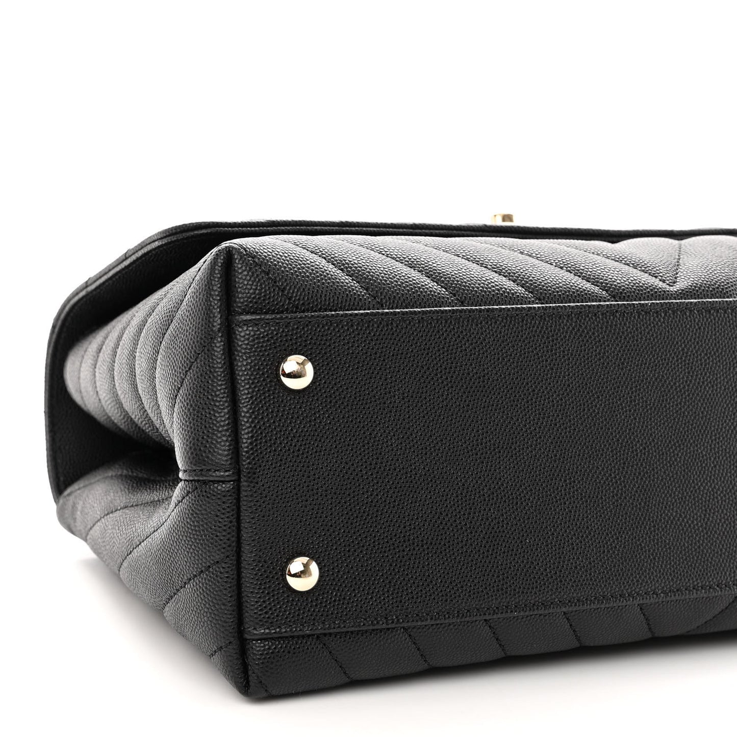 Caviar Lizard Embossed Quilted Chevron Small Coco Handle Flap Black