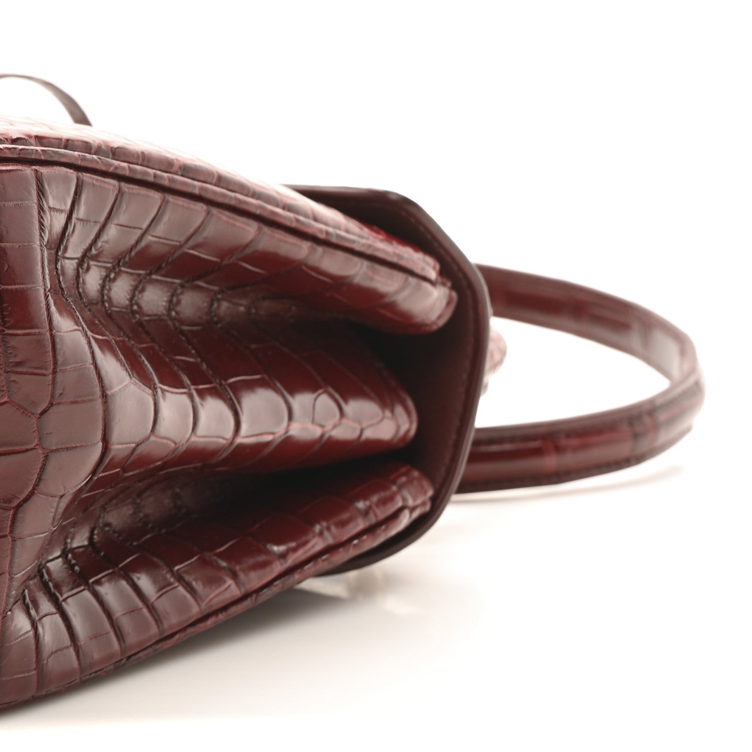 Celine Crocodile Small 16 Top Handle Bag Light Burgundy 10 of 10