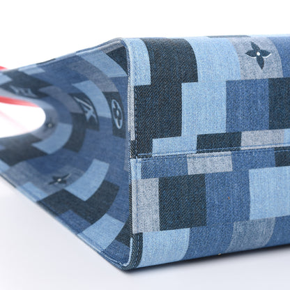 Louis Vuitton Denim Damier Monogram Onthego Blue Rouge 8 of 10
