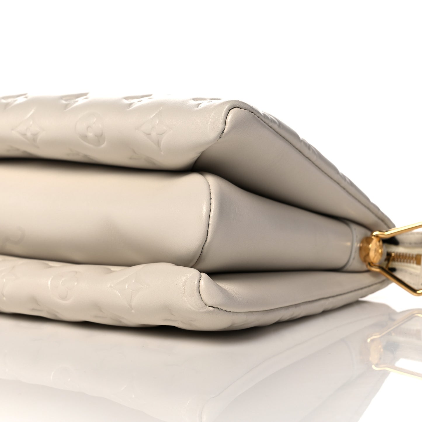 Lambskin Embossed Monogram Coussin PM Beige Cream