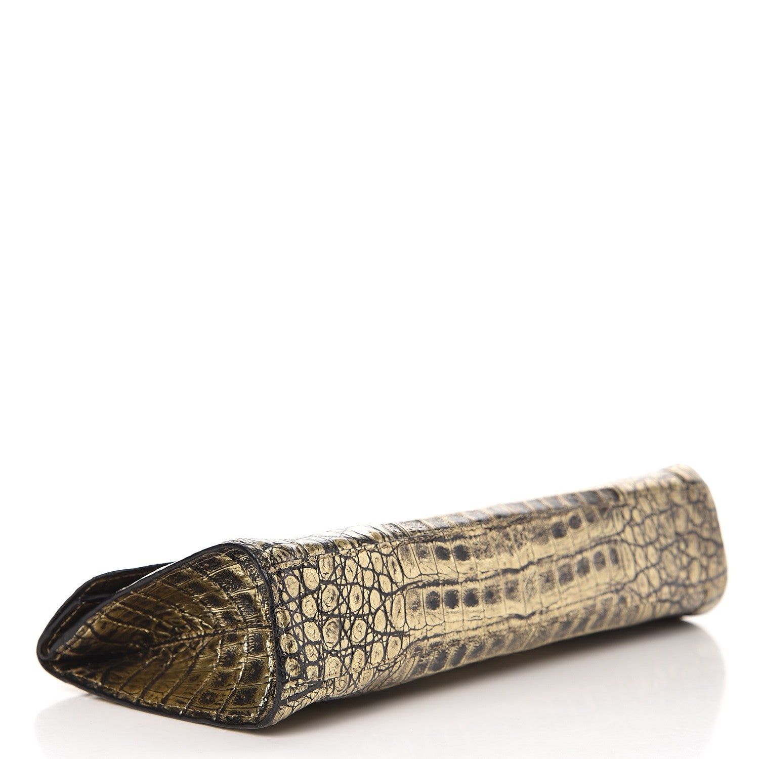 Nancy Gonzalez Metallic Crocodile Clutch Black Gold 4 of 7