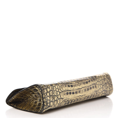 Nancy Gonzalez Metallic Crocodile Clutch Black Gold 4 of 7