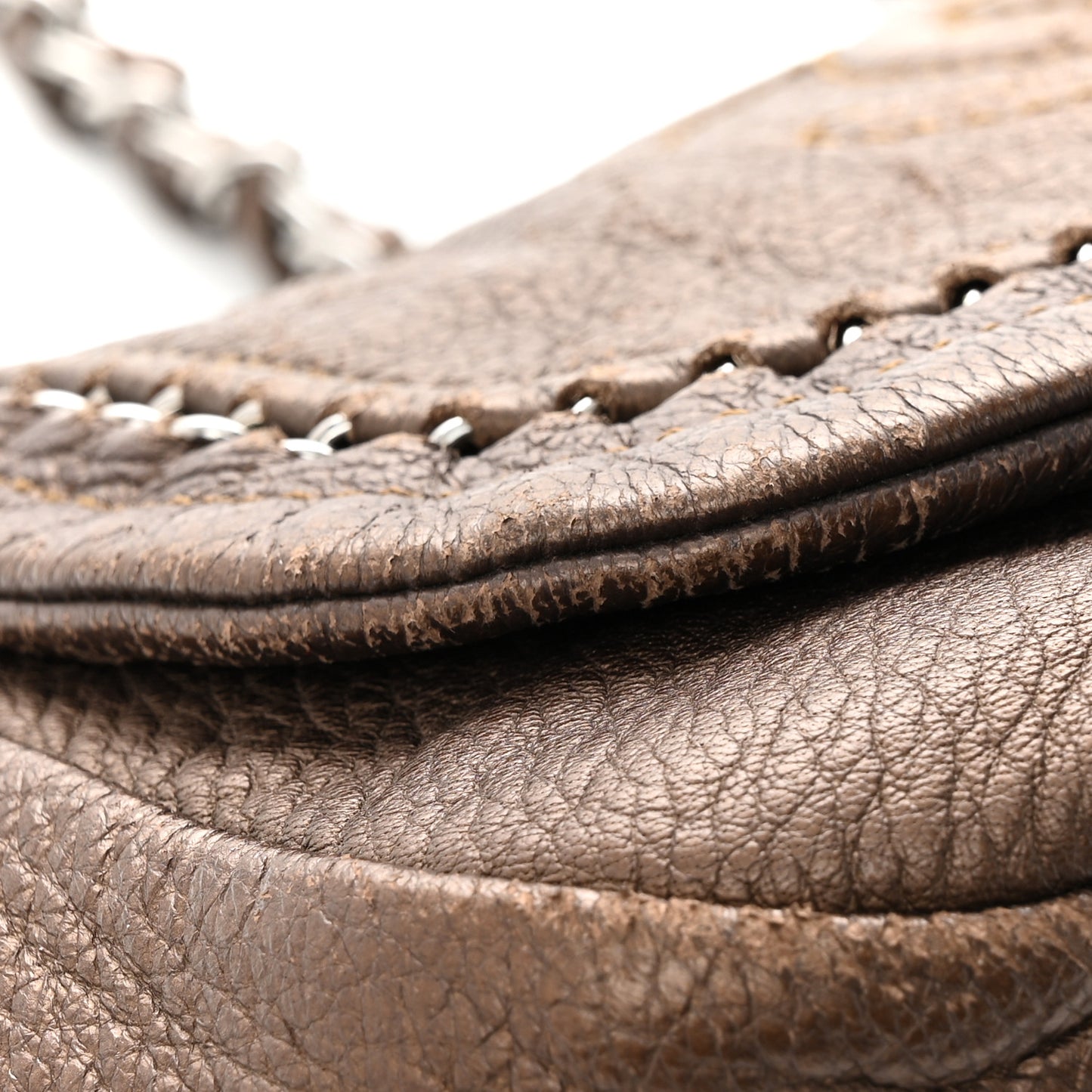 Metallic Deerskin Small Luxe Ligne Flap Bronze