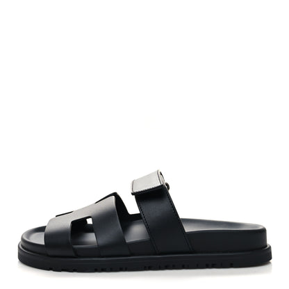 Hermes Calfskin Womens Chypre Sandals 35 Black 1 of 9