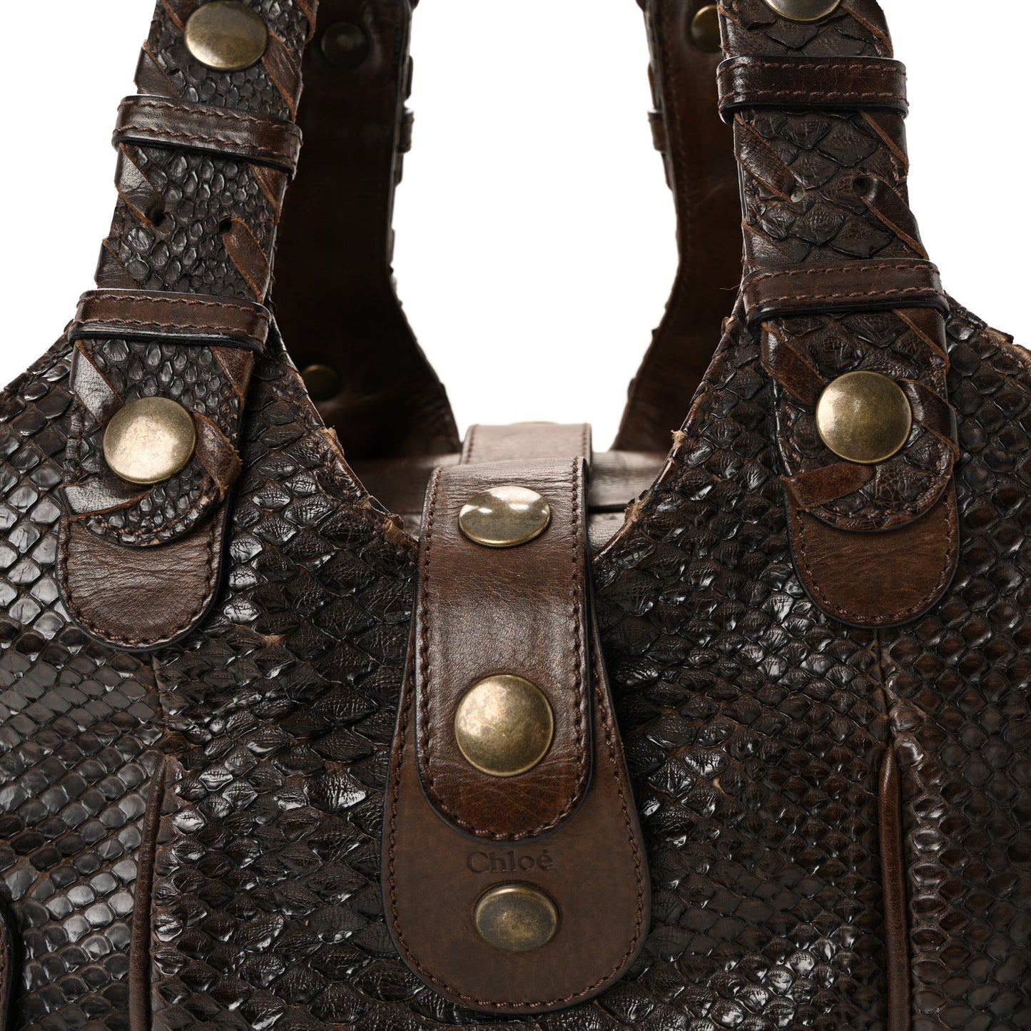 Snakeskin Silverado Shoulder Bag Dark Brown