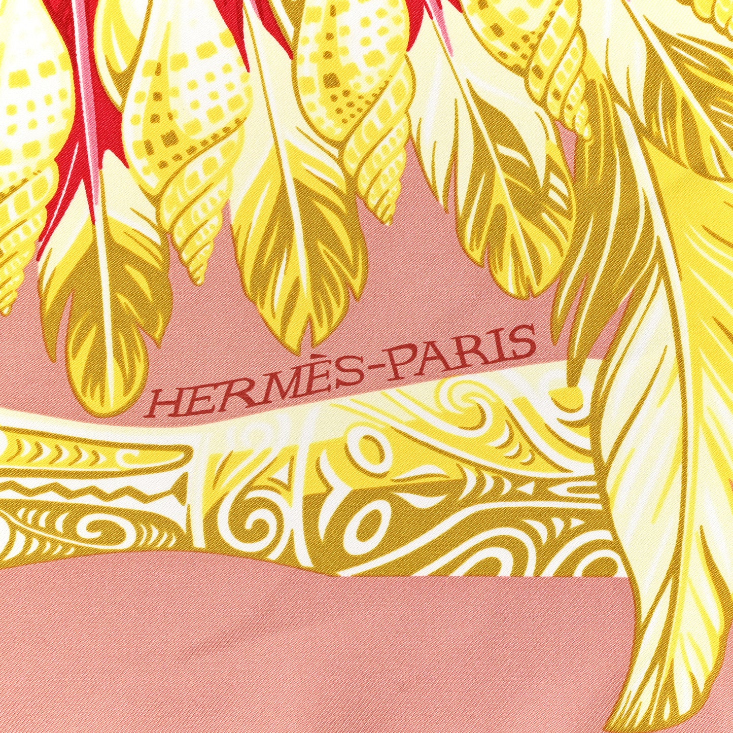 Silk Danse Pacifique Scarf 90 Vieux Rose Vert Jaune