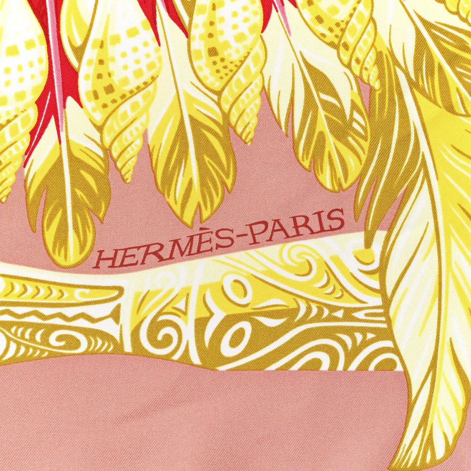 Hermes Silk Danse Pacifique Scarf 90 Vieux Rose Vert Jaune 2 of 5