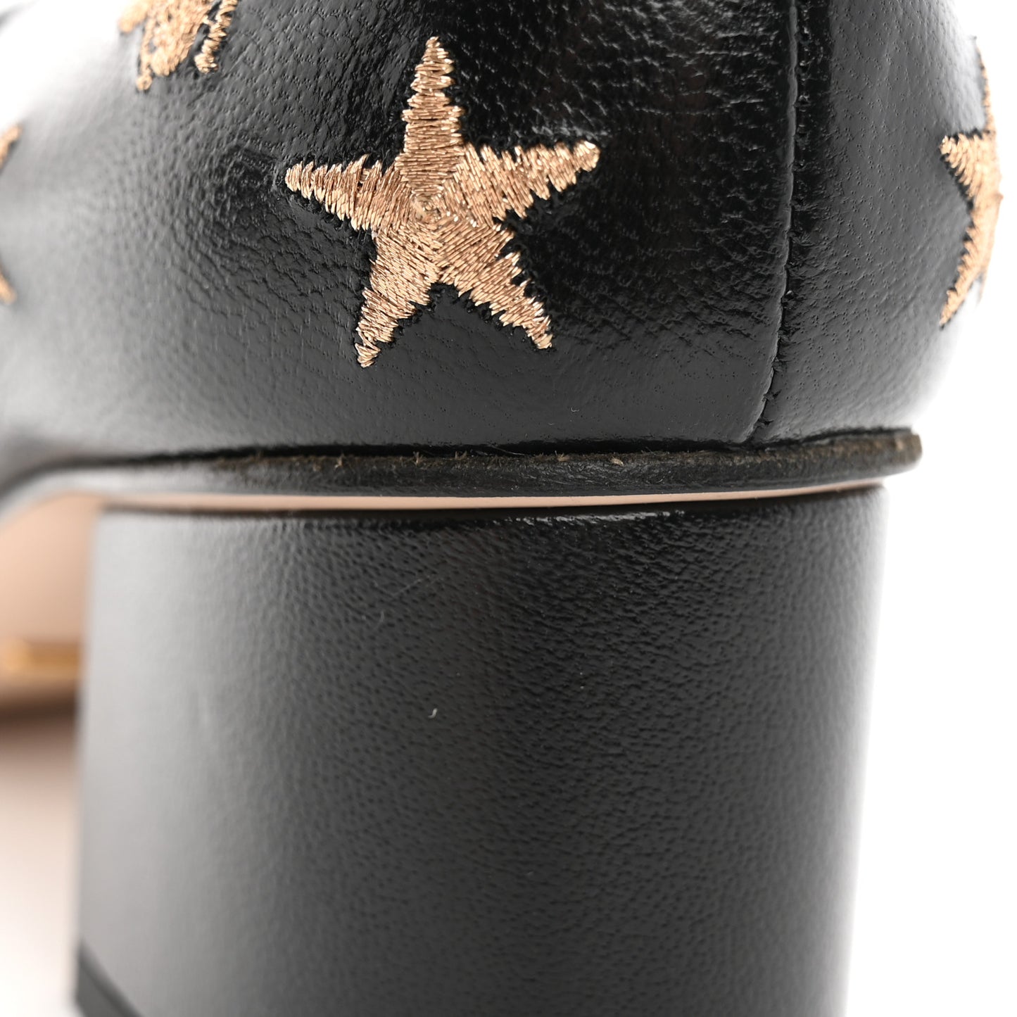Quentin Goatskin Bee Star Embroidered GG Marmont Fringe 50mm Loafer Pumps 37 Black
