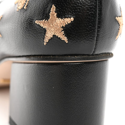 Gucci Quentin Goatskin Bee Star Embroidered GG Marmont Fringe 50mm Loafer Pumps 37 Black 12 of 17
