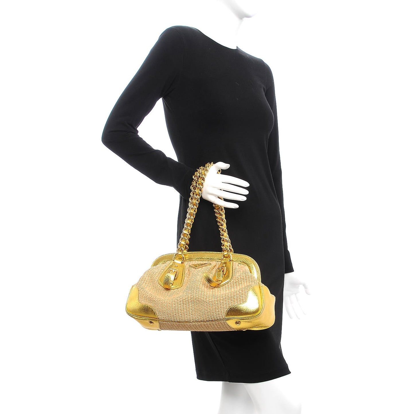 Paglia Cinghiale Frame Tote Naturale Oro