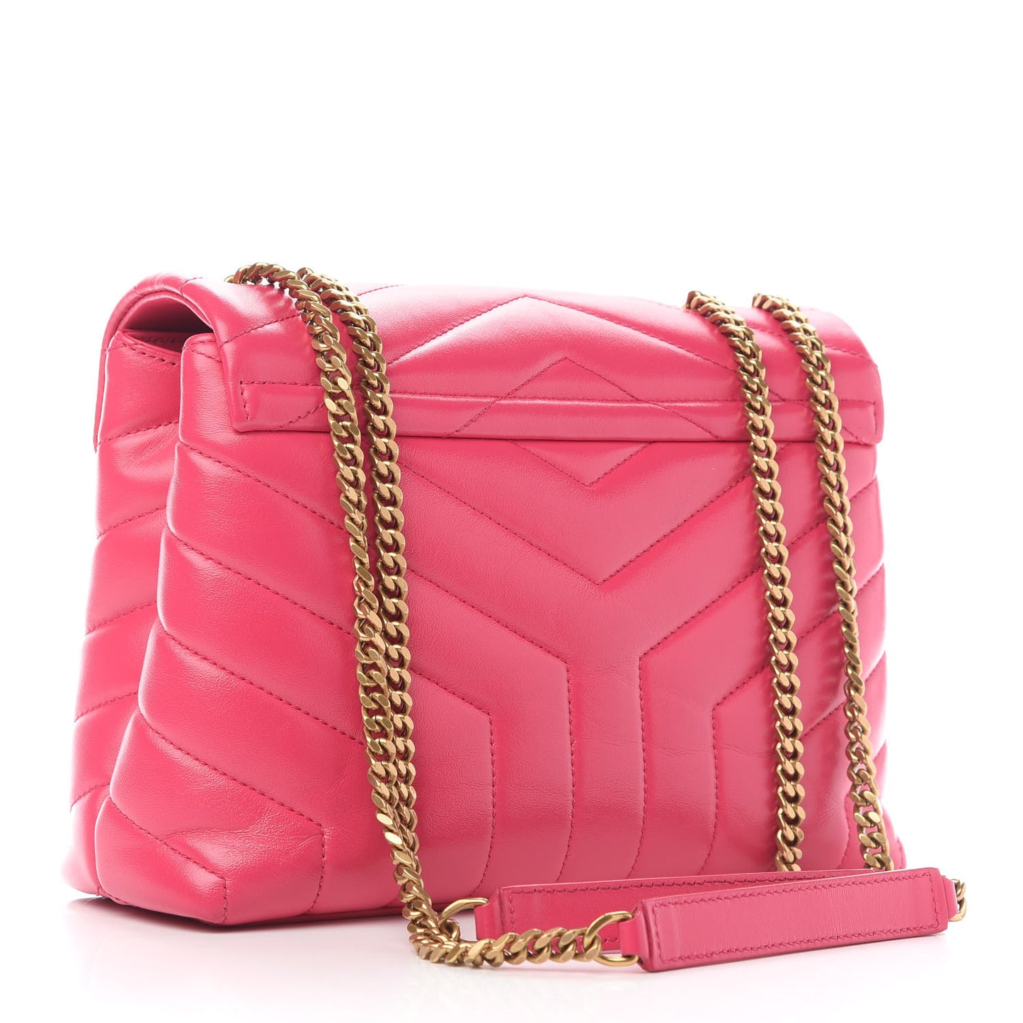 Calfskin Y Quilted Monogram Small Loulou Chain Satchel Fresh Fuchsia