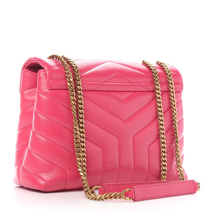 Saint Laurent Calfskin Y Quilted Monogram Small Loulou Chain Satchel Fresh Fuchsia 3 of 9