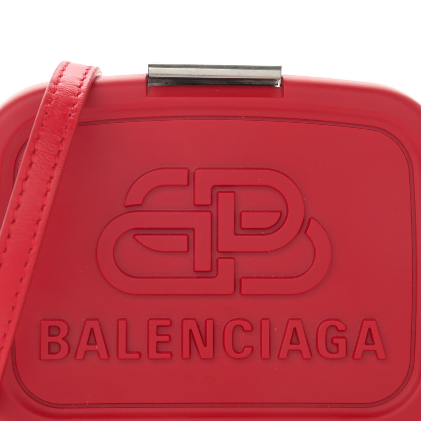 Recycled Plastic Calfskin Embossed Mini Lunch Box Case with Strap Red