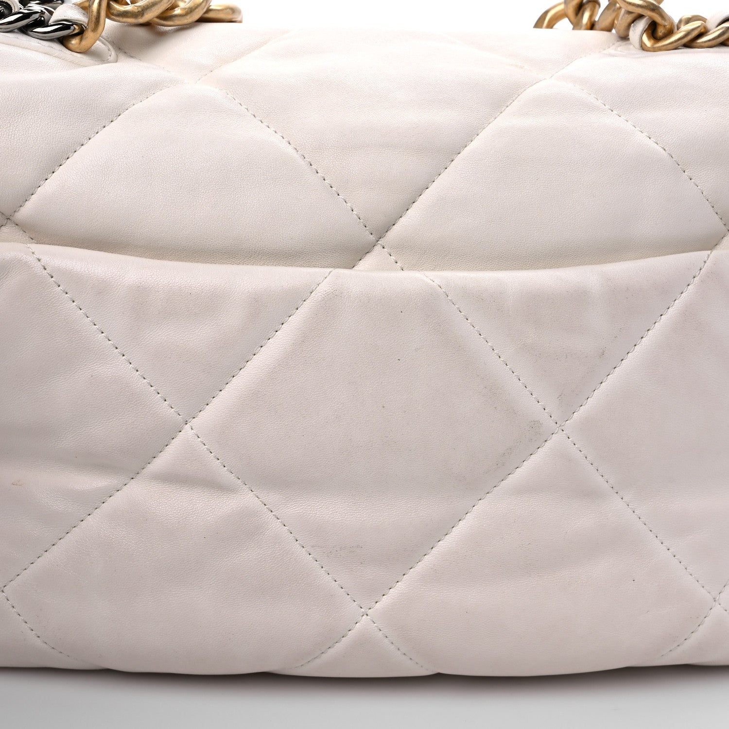 Chanel Lambskin Quilted Large Chanel 19 Flap White 15 of 17