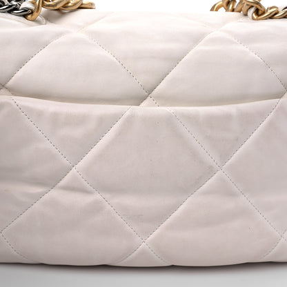 Chanel Lambskin Quilted Large Chanel 19 Flap White 15 of 17