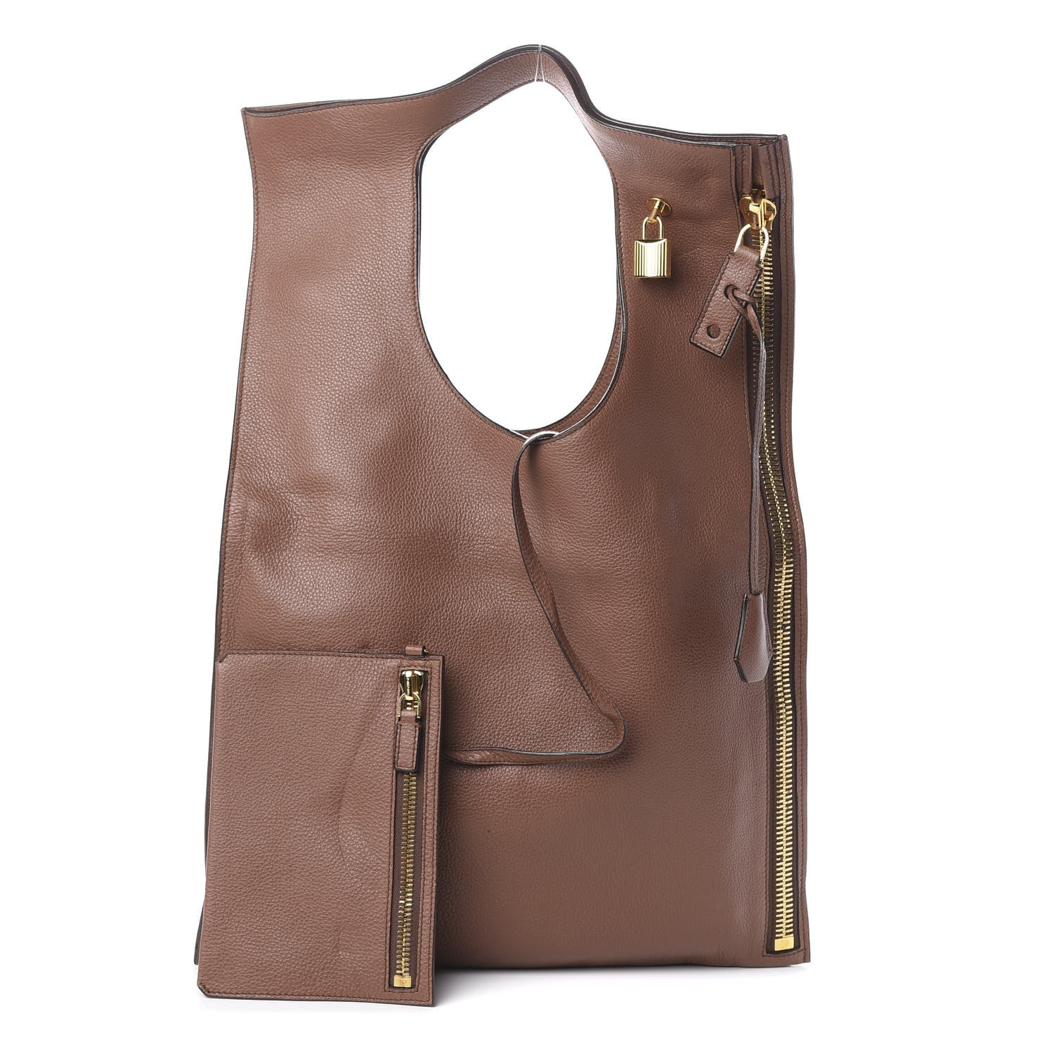 Tom Ford Calfskin Large Alix Padlock Zip Shoulder Bag Brown 1 of 13