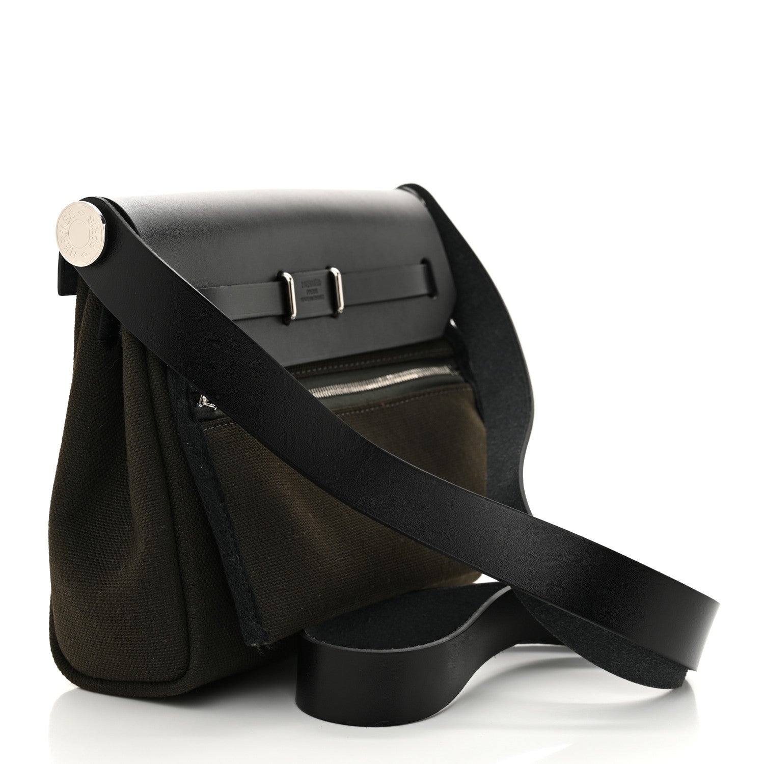 Hermes Military Toile Vache Hunter Herbag Zip Retourne 20 Vert De Gris Black 3 of 11