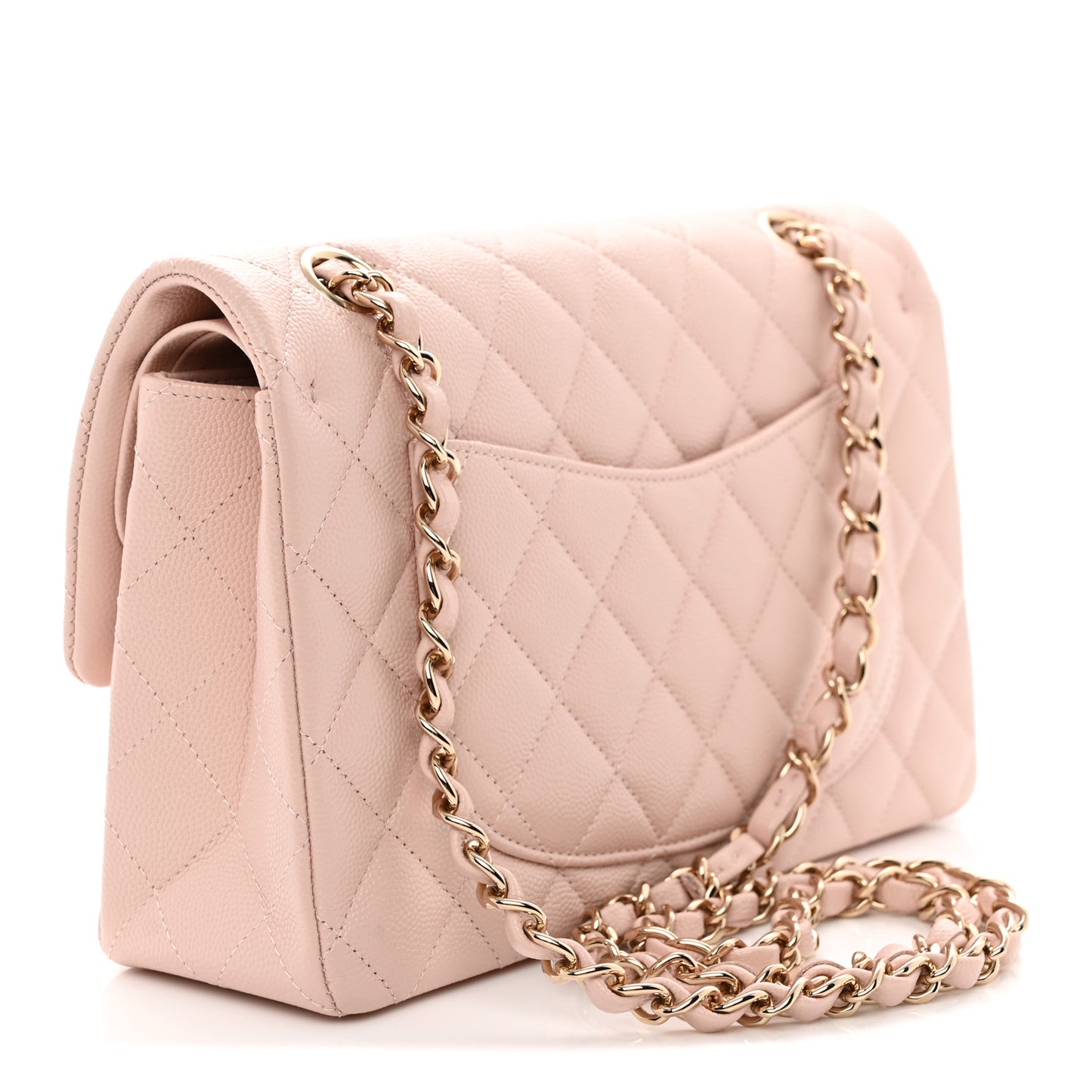 Caviar Quilted Small Double Flap Light Pink Light Pink