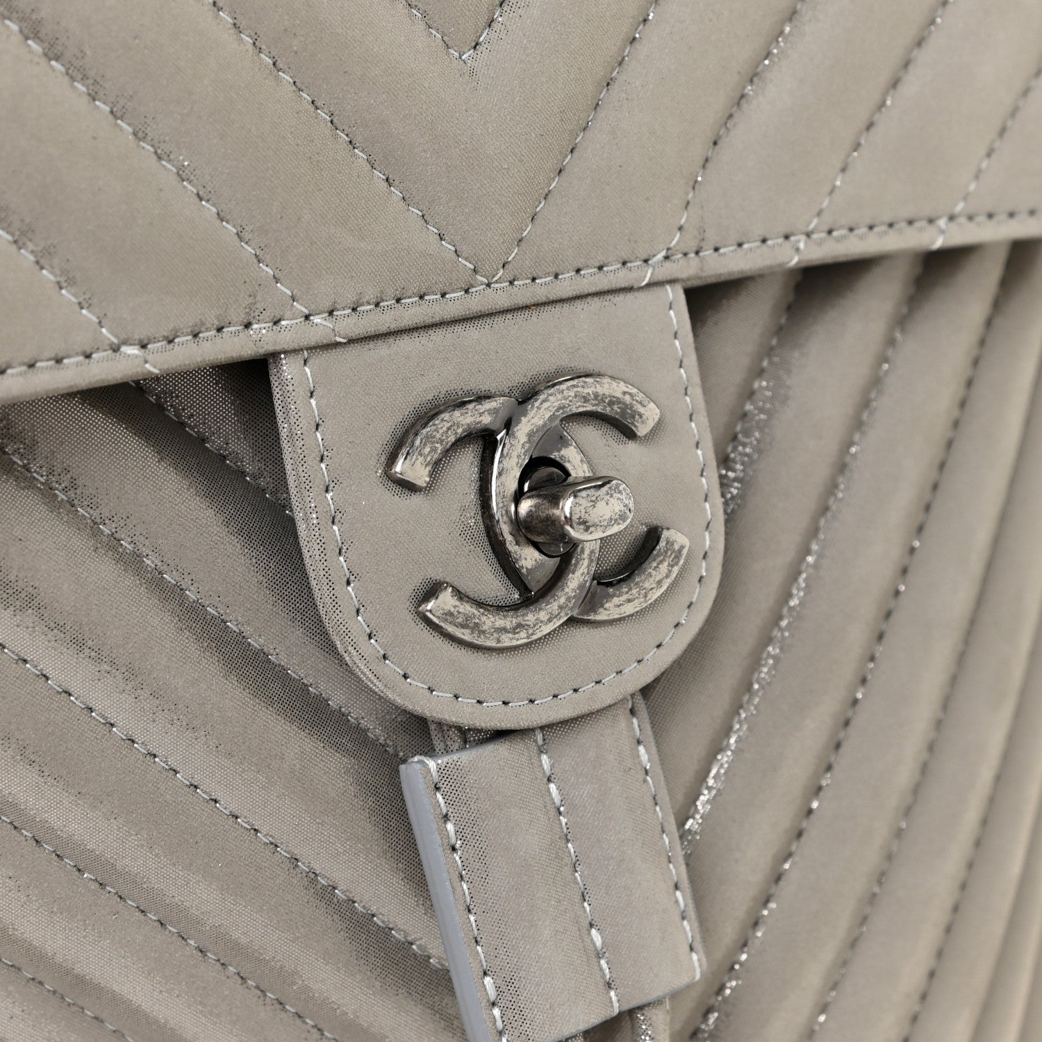 Chanel Iridescent Calfskin Chevron Quilted Small Urban Spirit Backpack Silver 13 of 13