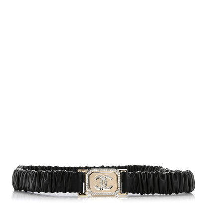 Chanel Lambskin Ruched Crystal CC Belt 75 30 Black 1 of 4