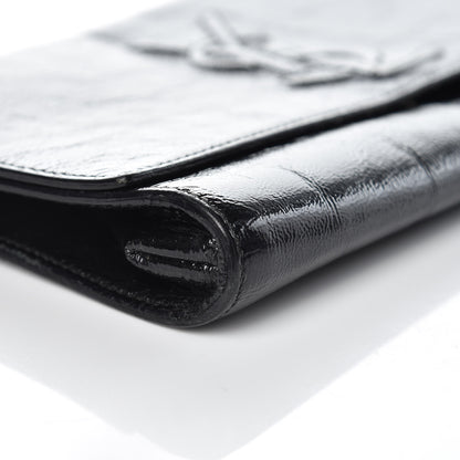 Saint Laurent Textured Patent Monogram Large Belle De Jour Clutch Black 12 of 13