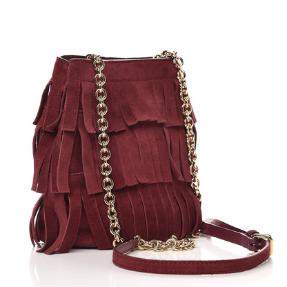 Burberry Suede Fringe Baby Bucket Bag Cherry 3 of 7