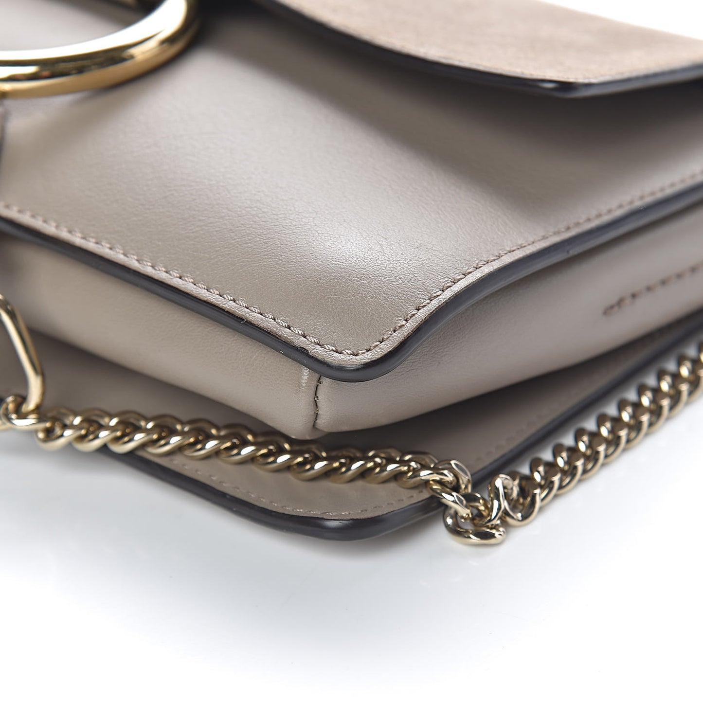 Suede Calfskin Small Faye Shoulder Bag Motty Grey