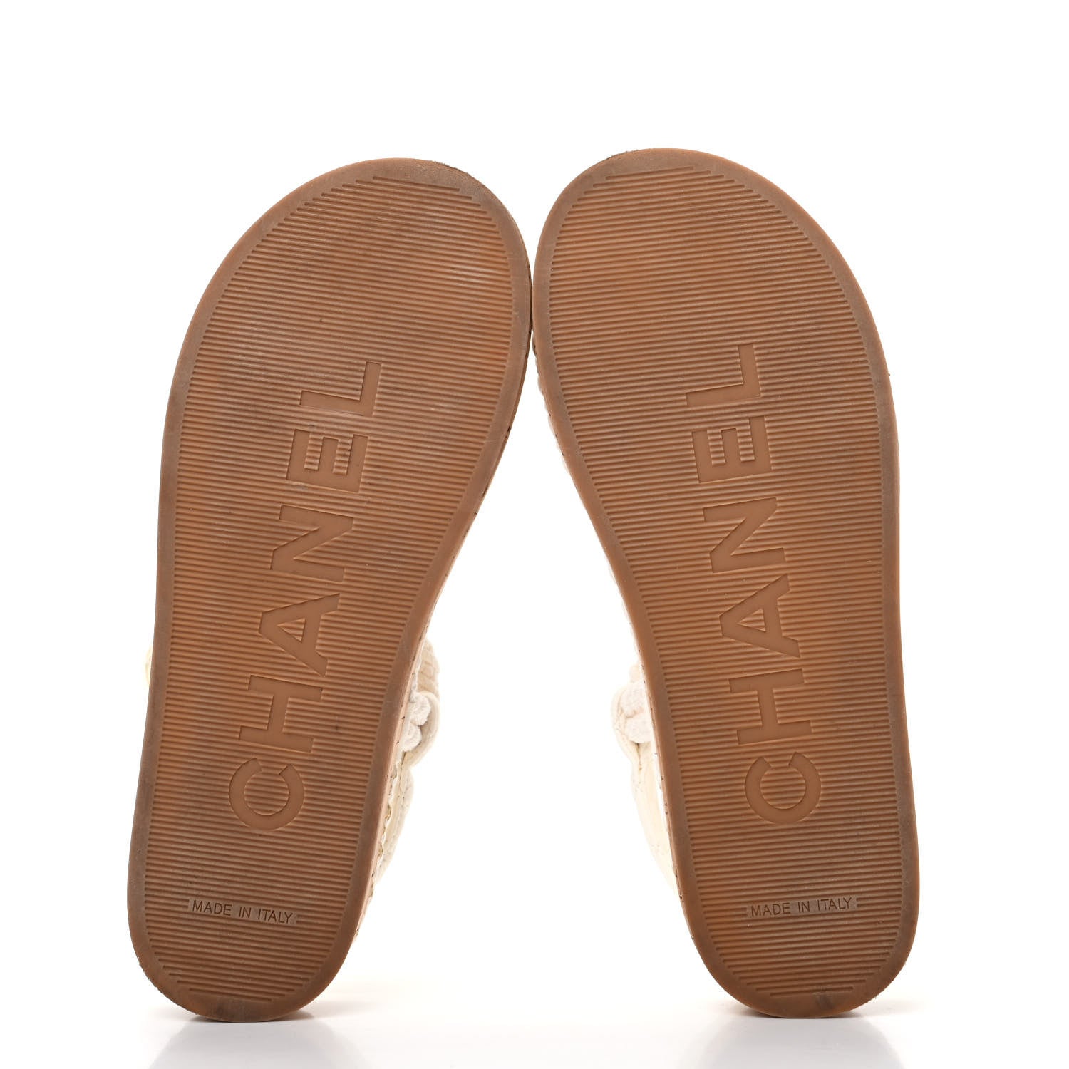 Chanel Cord Lambskin Quilted Logo Sandals 36 White 6 of 11