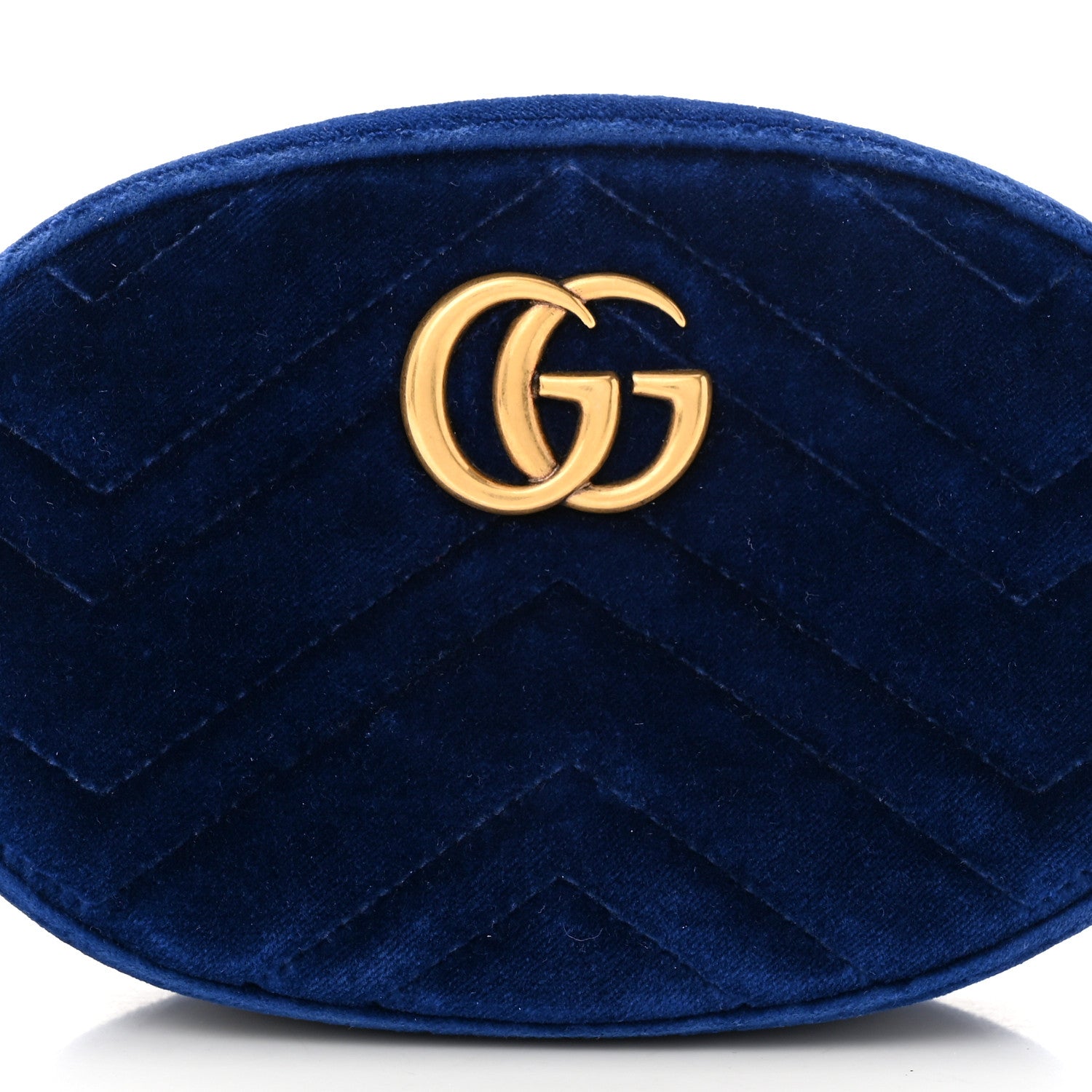 Gucci Velvet Matelasse GG Marmont Belt Bag 85 34 Cobalt Blue 9 of 13