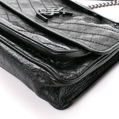 Saint Laurent Crinkled Calfskin Matelasse Monogram Medium Niki Chain Satchel Black 11 of 11