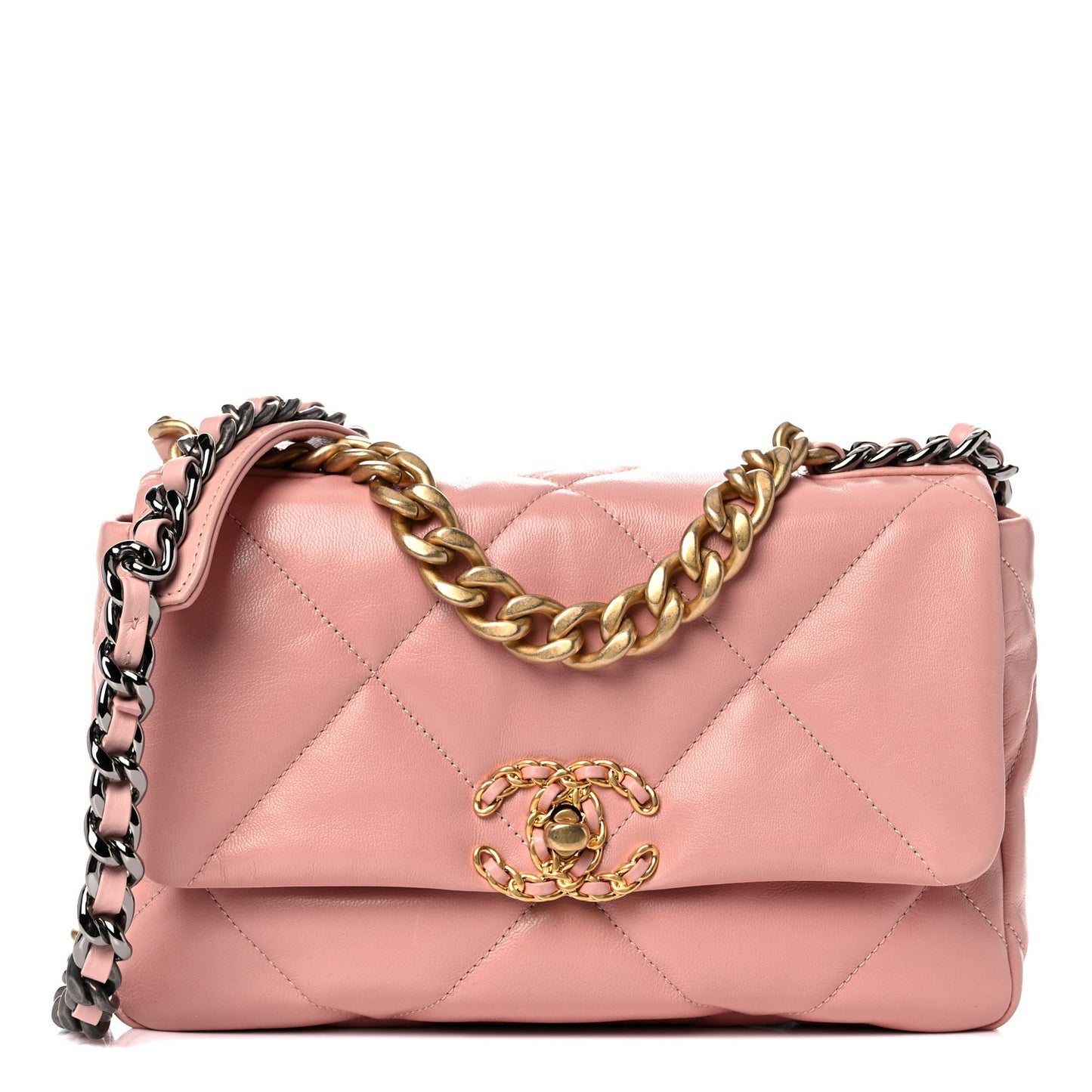 Goatskin Quilted Medium Chanel 19 Flap Light Pink
