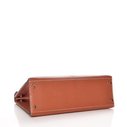 Hermes Chevre De Coromandel Kelly Sellier 32 Brique 7 of 31
