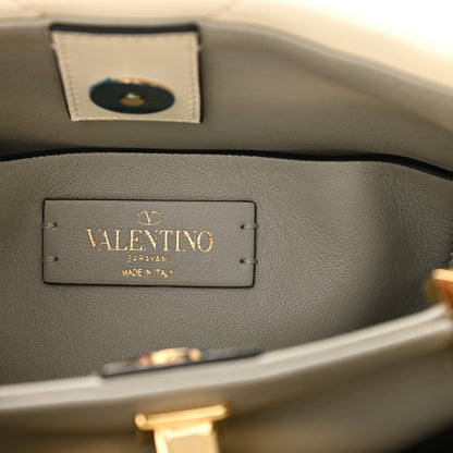 Valentino Garavani Nappa Enamel Small Roman Stud The Handle Bag Ivory 6 of 9