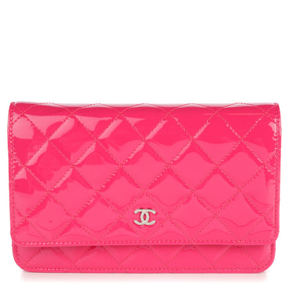 Chanel Patent Quilted Wallet On Chain WOC Fuchsia 1 of 8