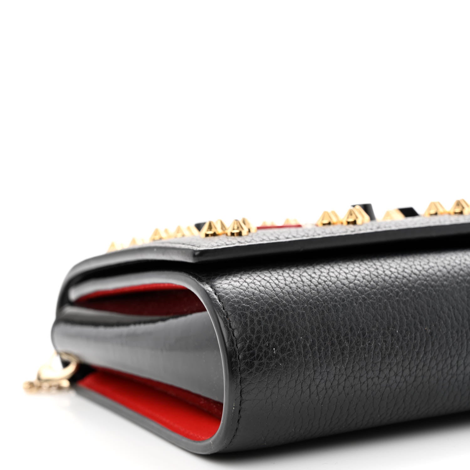 Christian Louboutin Grained Calfskin Spikes Loubinthesky Paloma Wallet On Chain Black Multimetal 9 of 11