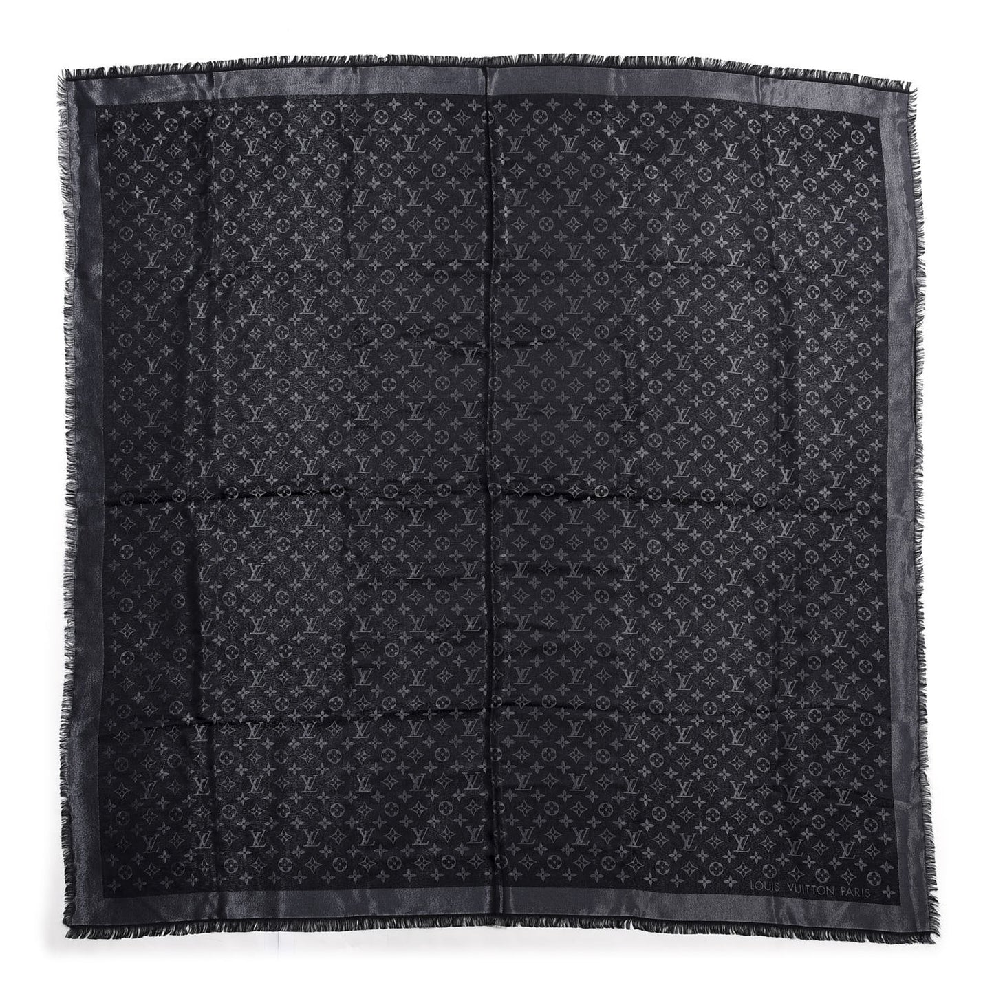 Silk Lurex Wool Monogram Shine Shawl Black
