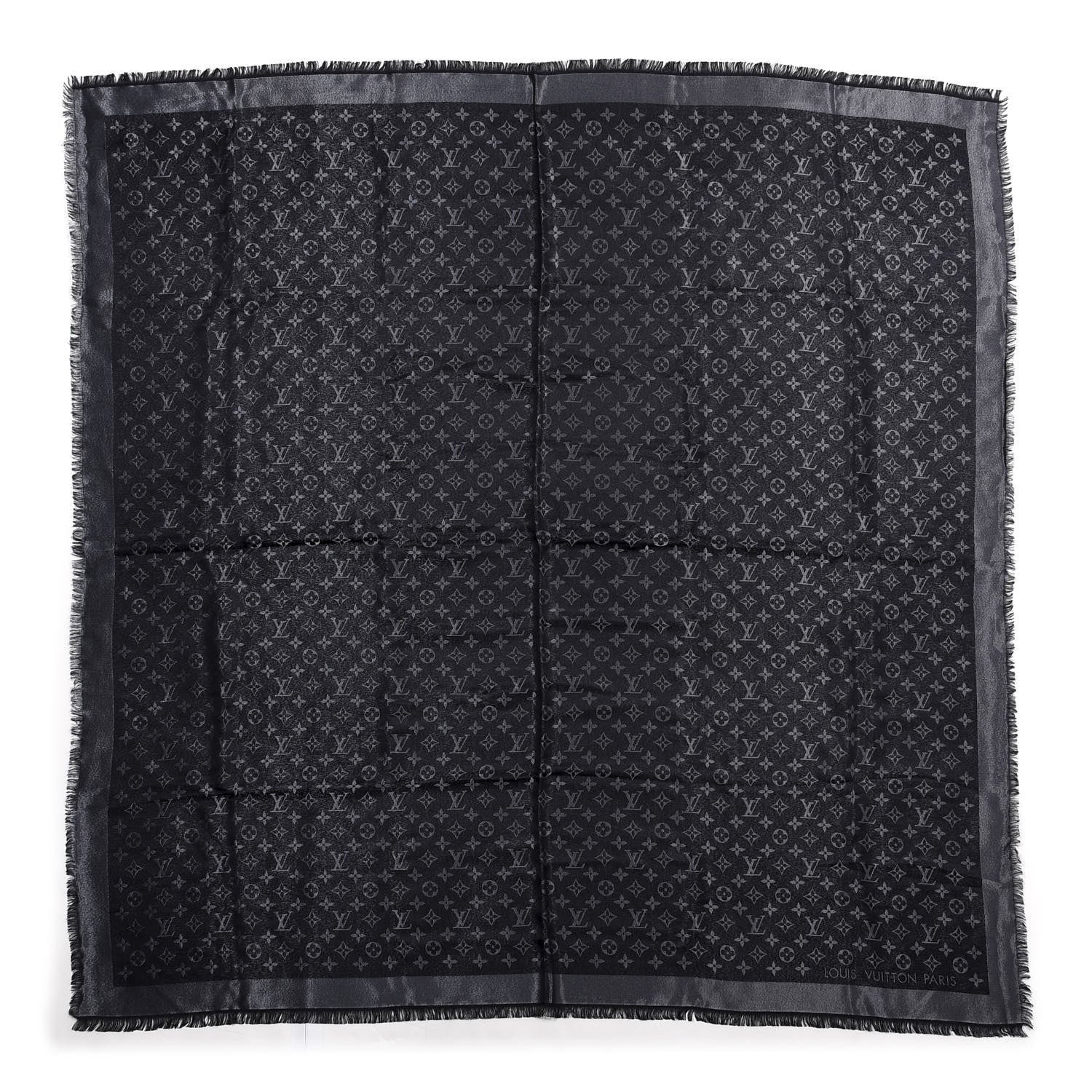 Louis Vuitton Silk Lurex Wool Monogram Shine Shawl Black 1 of 3