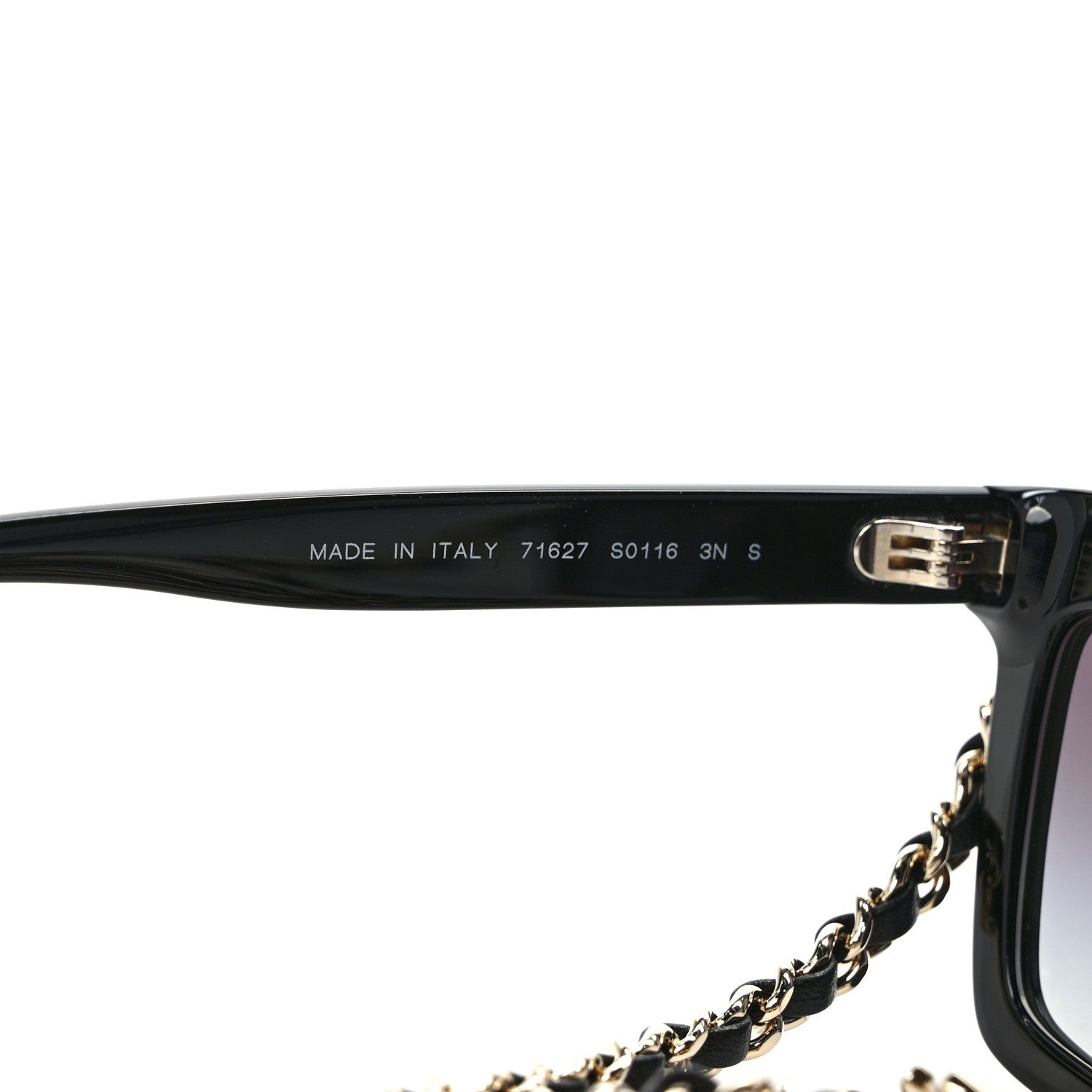 Chanel Acetate Metal Calfskin Chain Rectangle Sunglasses 71627 Black 8 of 9
