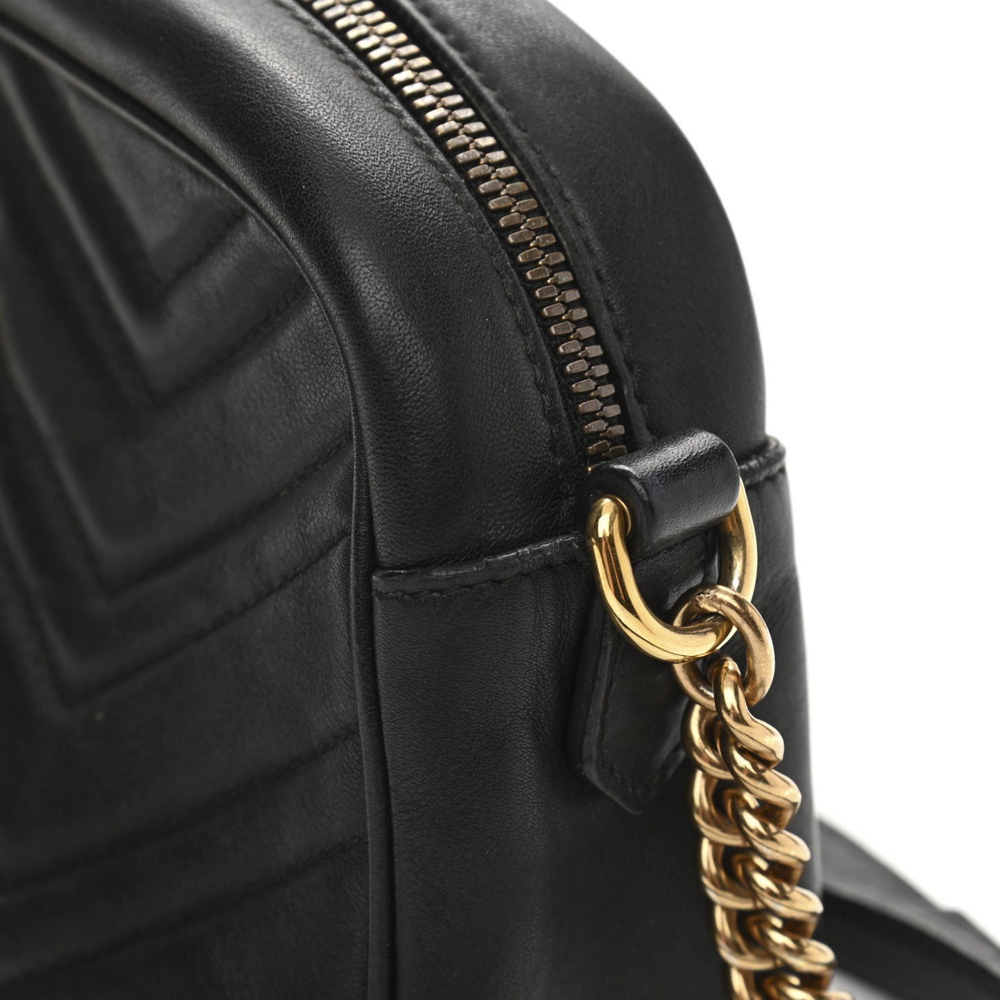 Calfskin Matelasse Small GG Marmont Chain Shoulder Bag Black