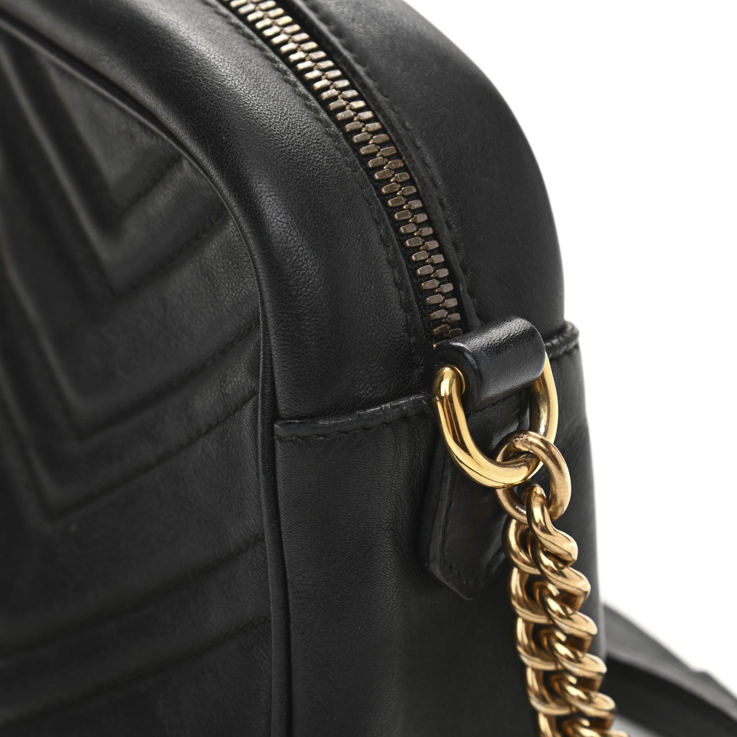 Gucci Calfskin Matelasse Small GG Marmont Chain Shoulder Bag Black 11 of 15