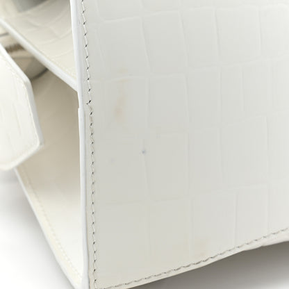 Balenciaga Semi Shiny Calfskin Crocodile Embossed Neo Classic Silver Hardware S City White 14 of 14