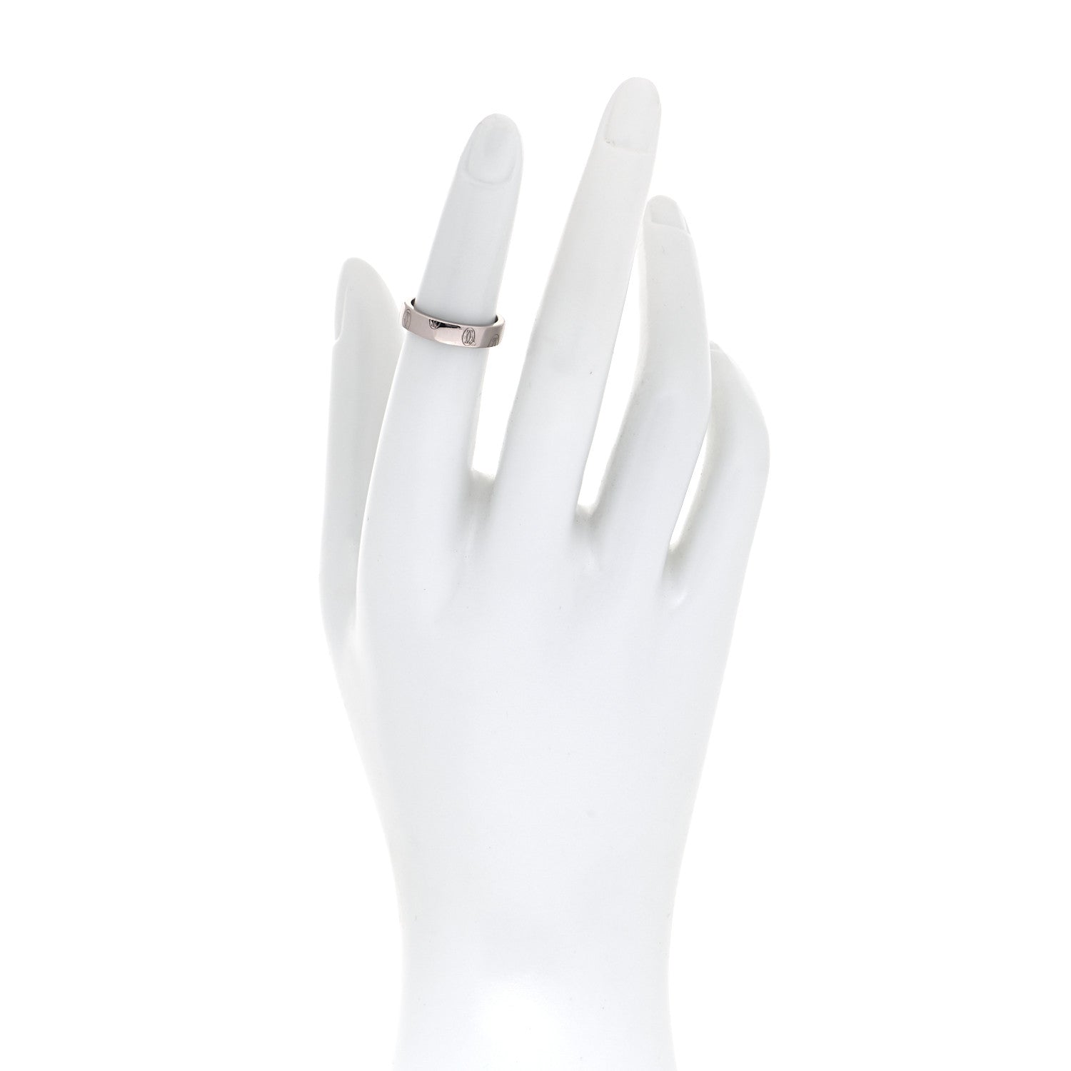 Cartier 18K White Gold 4mm Happy Birthday Band Ring 48 4.5 2 of 4
